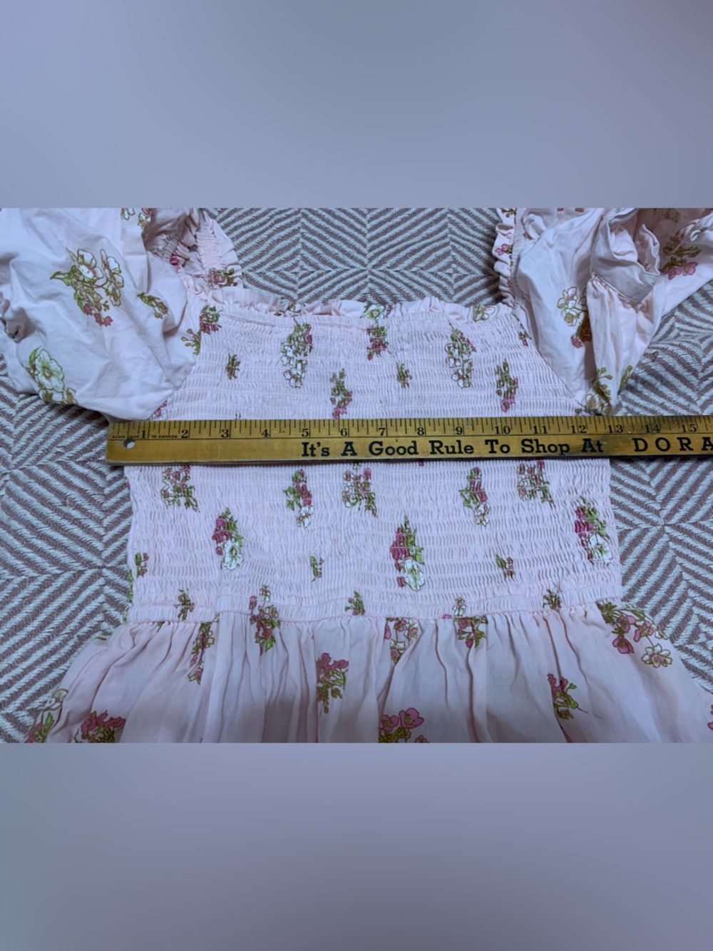 Japna Pink Floral Smocked Maxi Dress spring cottagecore feminine girly cute - Picture 8 of 8